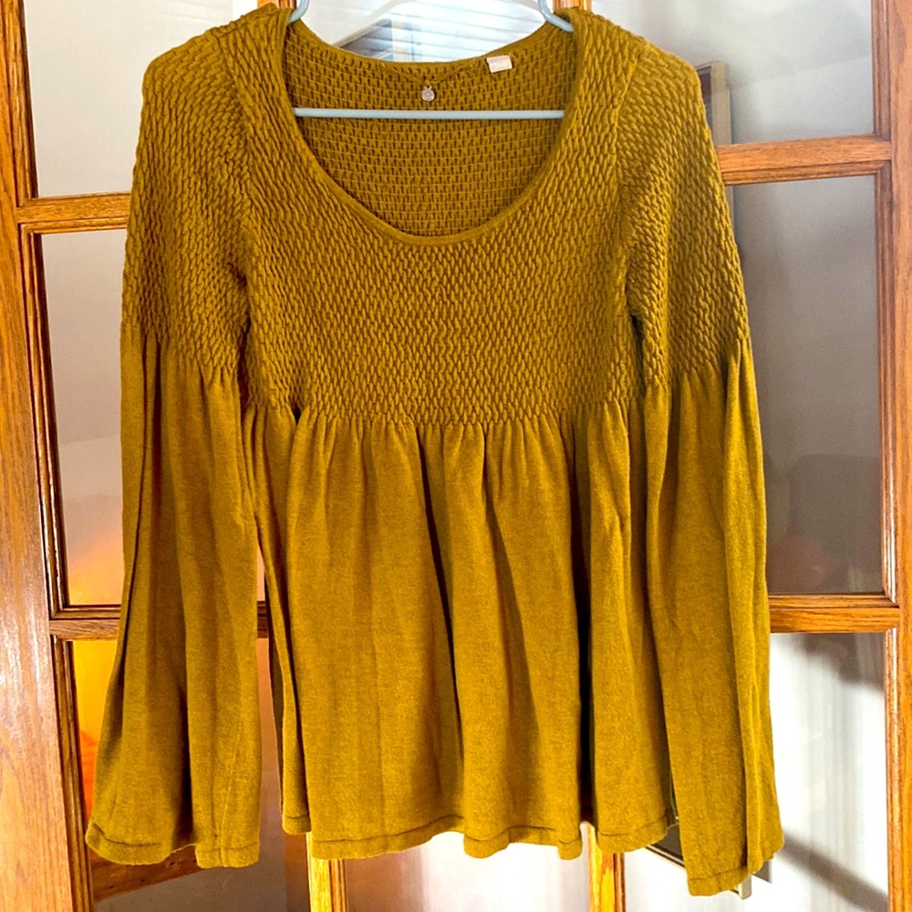 Anthropologie Knitted and Knotted Smocked sweater